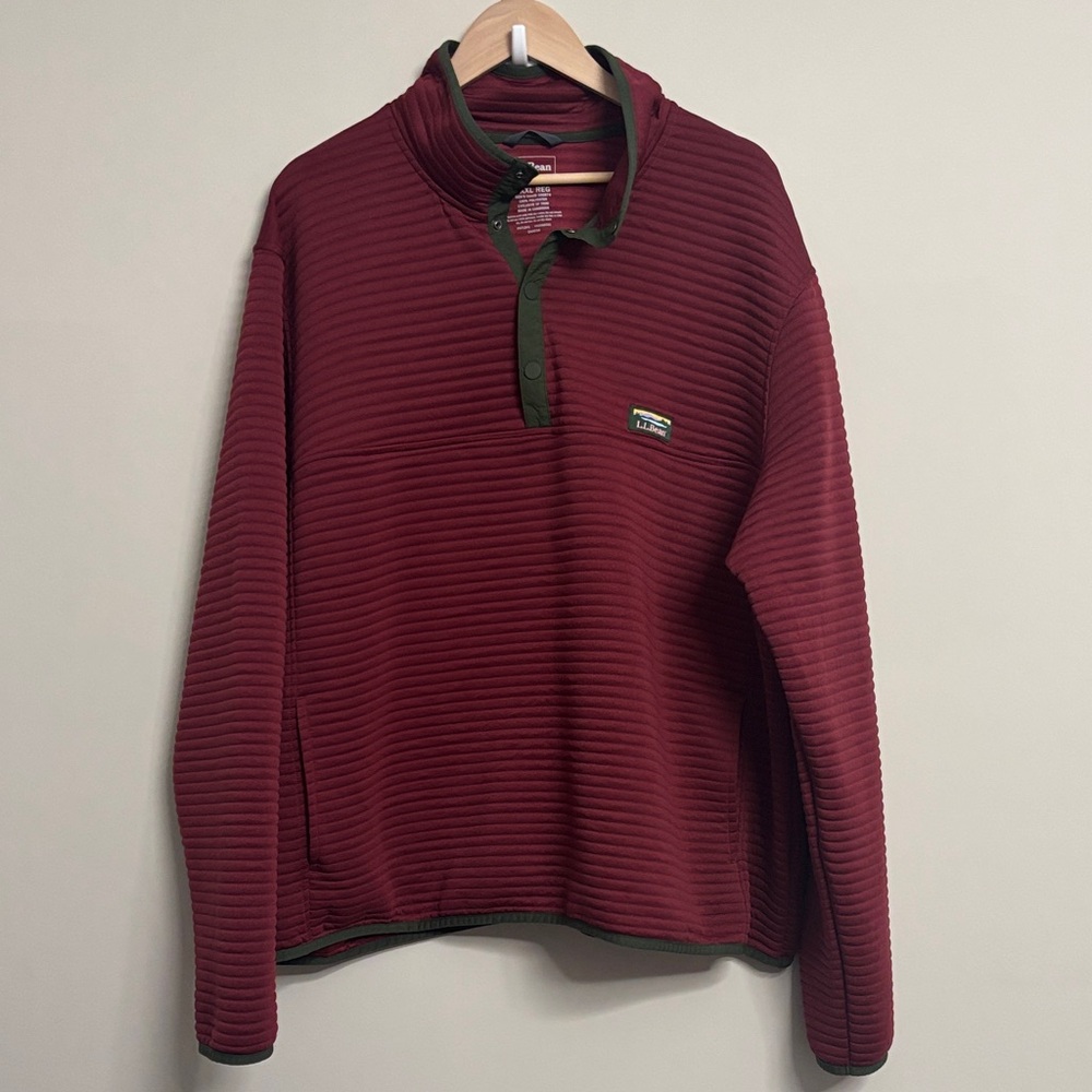 L.L. Bean Men’s  Burgundy and  Quarter Snap Grey Lightweight Jacket 3XL